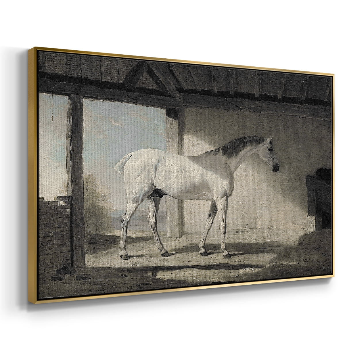 Vintage Animal Print-XLIII By Wexford Home Framed in Gold Wood Gallery Wrapped Canvas 25 in. x 37 in.