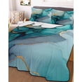 thumbnail image 3 of Quilts Twin XL Size, Teal Ombre Soft Comforter Bedding Set for Bed, Modern Marble Ink Painted Abstract Lightweight Quilted Bedspread with Pillow Cover(2 Pieces) for All Season, 68x98 Inch, 3 of 6