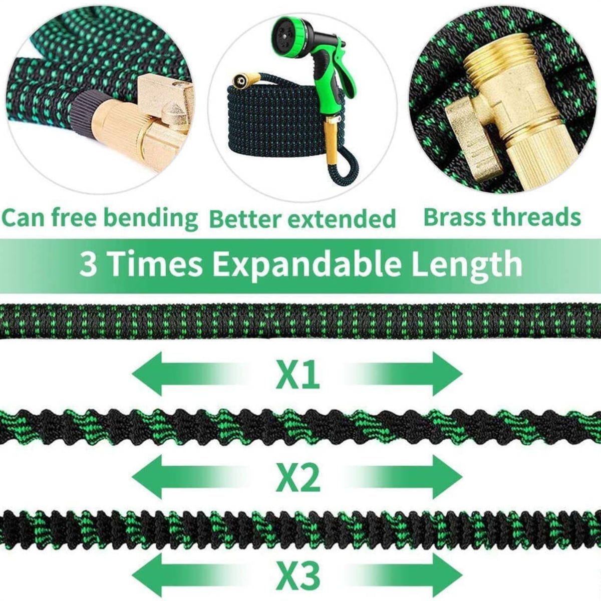 Garden Hose 50ft Kink-Free Expandable Water Hose Upgraded Leakproof Lightweight 50ft Garden Hose for Outdoor
