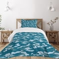 thumbnail image 3 of Ambesonne Blue Quilted Bedspread Set 2 Pcs, Camouflage Oceanic Colors, Twin Size, Slate Blue Pale Blue, 3 of 6