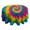 thumbnail image 4 of Rainbow Tie Dye Mandala Pattern Round Tablecloth 60"x60",Wrinkle Wipeable Table Cloth for Kitchen Dining Room Picnic Patio Party, 4 of 6