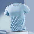 thumbnail image 5 of VSSSJ Men's Quick Dry Workout Shirts Moisture Wicking Short Sleeve T-Shirt Breathable Crewneck Athletic Running Gym Tee Shirts Light Blue XL, 5 of 5