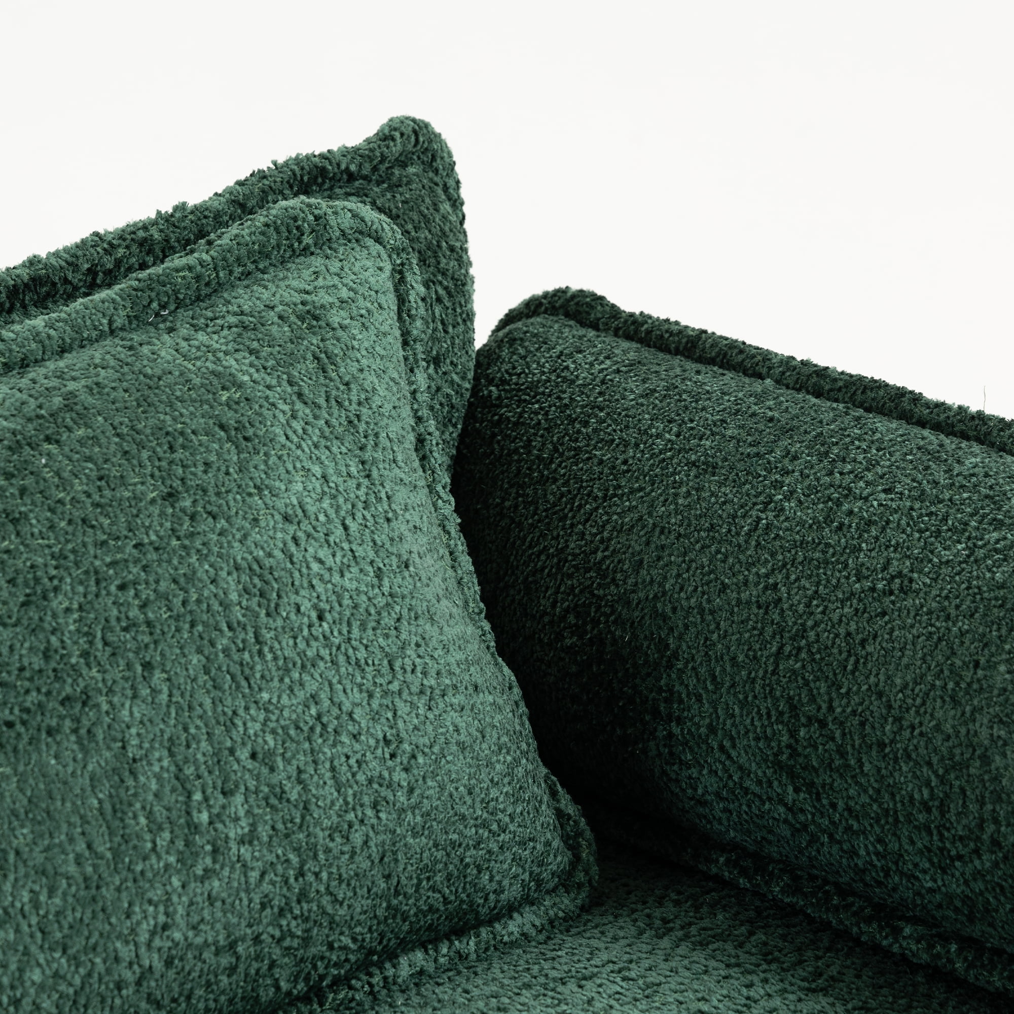 Miniyam 55" x 39.76" Premium Oversized Boucle Sofa Bed with Ottoman & Side Pocket, Single Sofa, Double Cushion & Thick Wrapping Armrests, Dark Green
