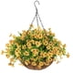 thumbnail image 1 of Yuarrent Flores colgantes artificiales para madres - Porche de cesta de exquisitamente elaborado y sin riego Flores artificiales Amarillo 45cm, 1 of 6