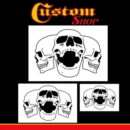 Custom Shop Airbrush Triple Skull Pile Stencil Set (Skull Design in 3 Scale Sizes) - Laser Cut Reusable