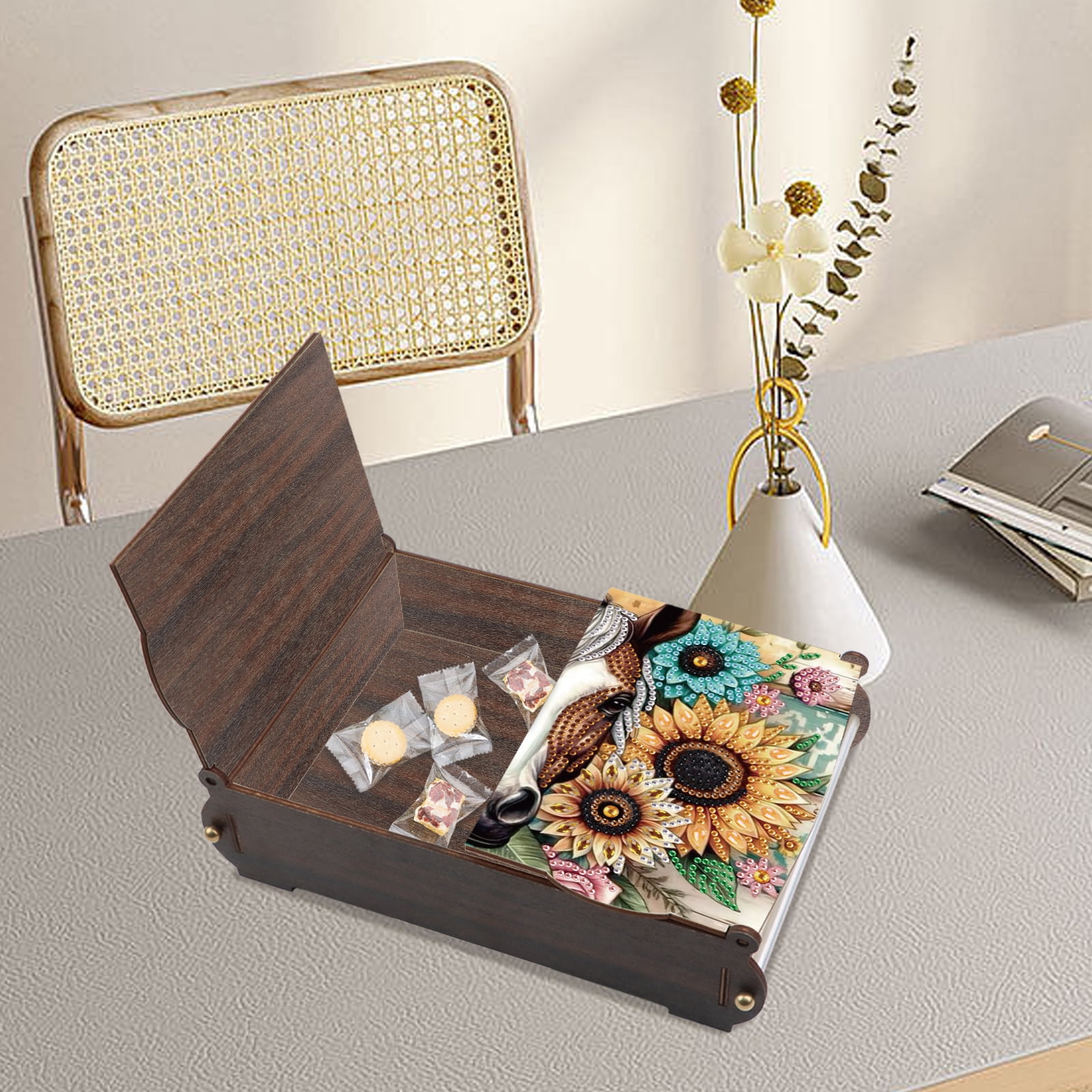 Diamond Painting Kit Storage Box, Sunflower Horse DIY Multi-Functional Craft Storage Box, Suitable for Home Office Holiday Gifts
