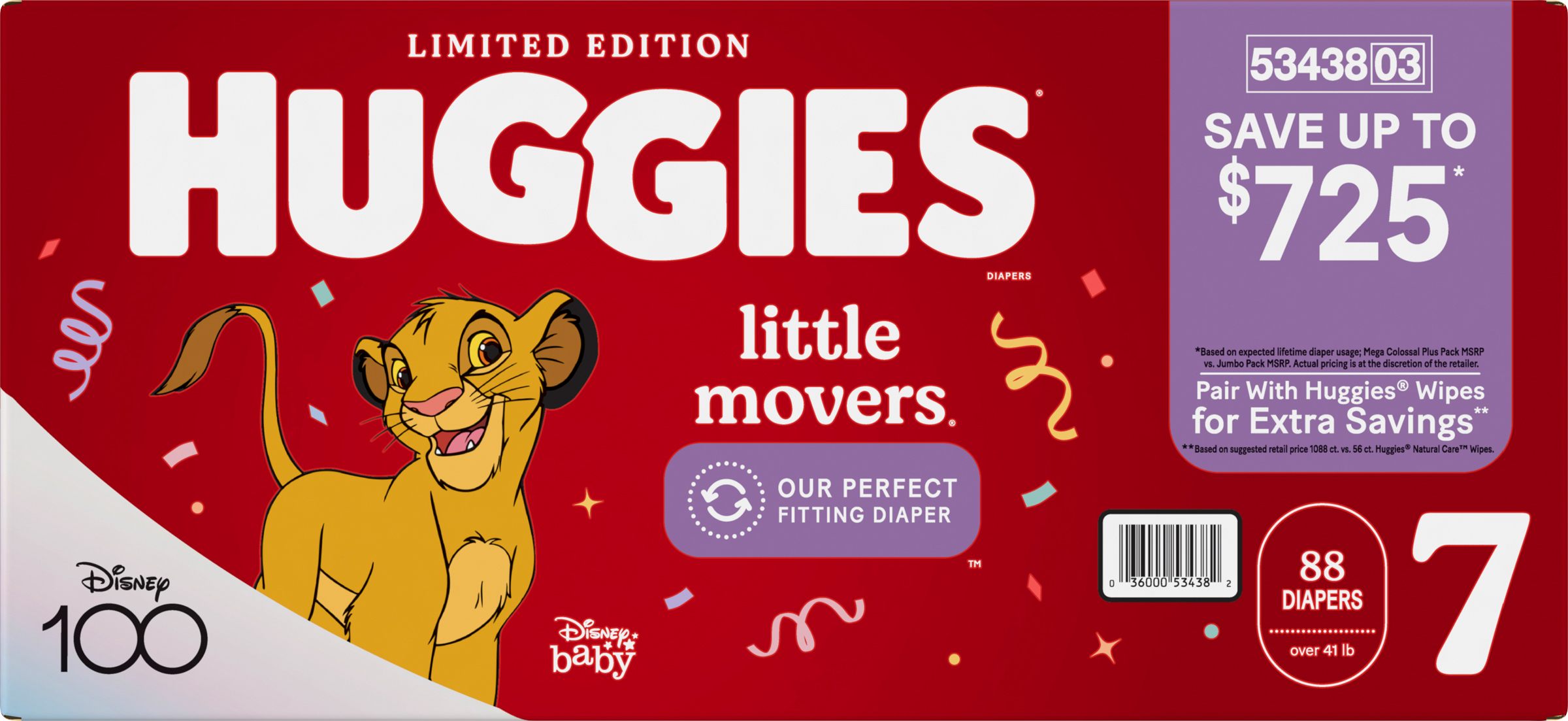 Huggies Little Movers Diapers, Size 7 - 41+ Pounds (88 Count)