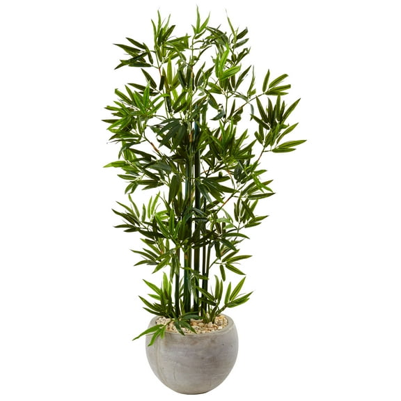 Nearly Natural 4 ft. Bamboo Artificial Tree in Sand Colored Bowl