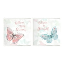 Believe In Dreams Butterflies Animals & Insects Graphic Art Unframed Art Print Wall Art, Set of 2