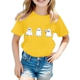 thumbnail image 3 of Weebloom Kids Halloween Shirts Boys Girls Printed T Shirt Short Sleeved Tops For 1-13 Years Old Lovely Shirt,Yellow, 3 of 3