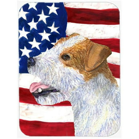 

USA American Flag With Jack Russell Terrier Glass Cutting Board - Large
