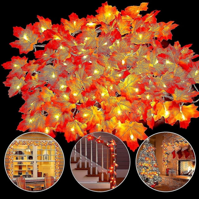 Decoración del hogar de otoño JanHm Luces de Cadena Hoja de arce 3 m