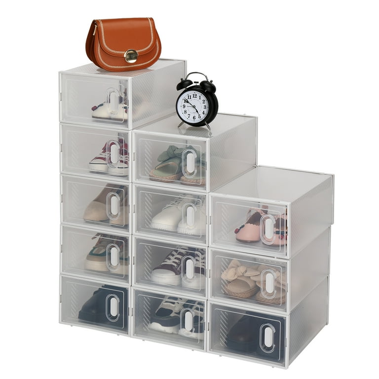 12 Pcs Stackable Shoe Boxes Clear Plastic Stackable, Shoe Storage