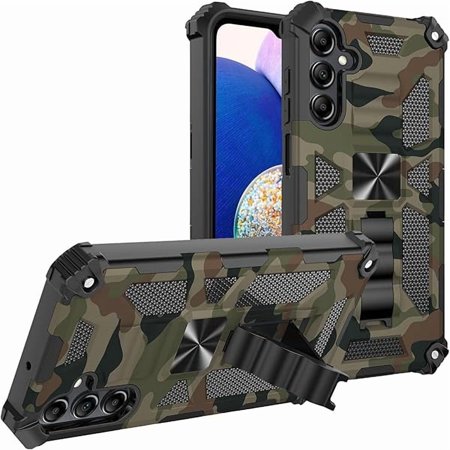 ZCfor Samsung Galaxy A16 5G / A16 4G Case, Camouflage Design Phone Case with Built-in Kickstand Heavy Duty Shockproof Military Grade Camo Protective Cover for Samsung Galaxy A16, Army Green