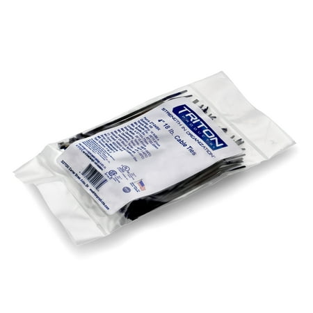 Triton Products® Heavy Duty 4" Black Zip Ties, 100/PK
