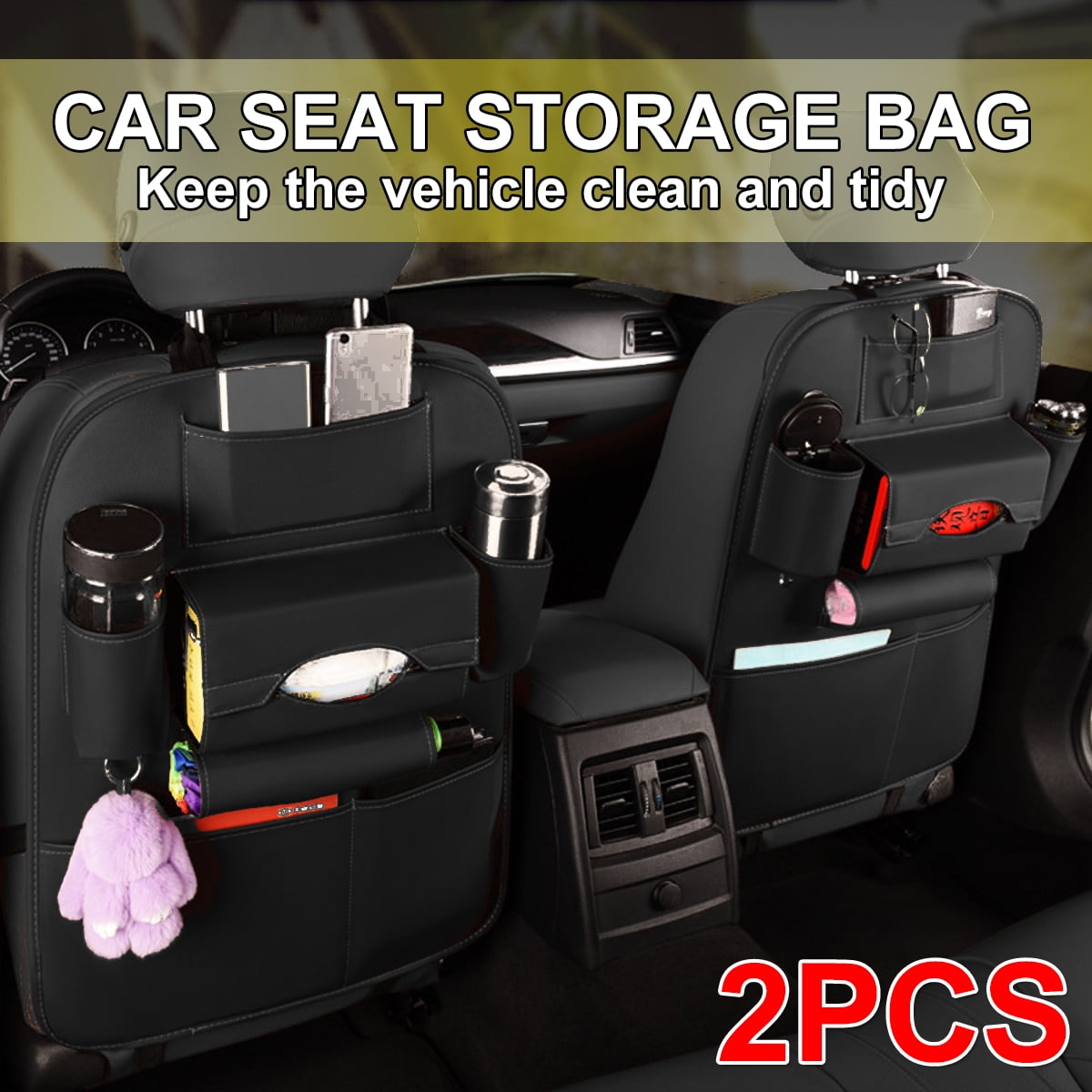 Multi-Pocket Car Seat Back Hanging Bag Storage Auto Organizer Phone Holder S 