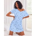 thumbnail image 3 of Ekouaer Cotton Nightgowns for Women 3 Pack Sleepshirts Short Sleeve Night Shirt Tshirt Night Gown Soft Sleepwear Print Sleep Dress, 3 of 6