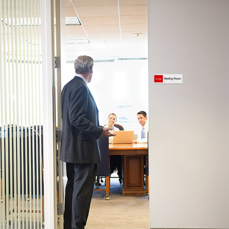 Studio Room Door Sign With Slider - Do Not Disturb Privacy Office Sign, Brushed Silver 8x2.6 Inch