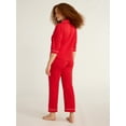 thumbnail image 2 of Joyspun Women’s and Women’s Plus Cotton Blend Notch Collar Pajama Set, 2-Piece, Sizes XS to 4X, 2 of 4