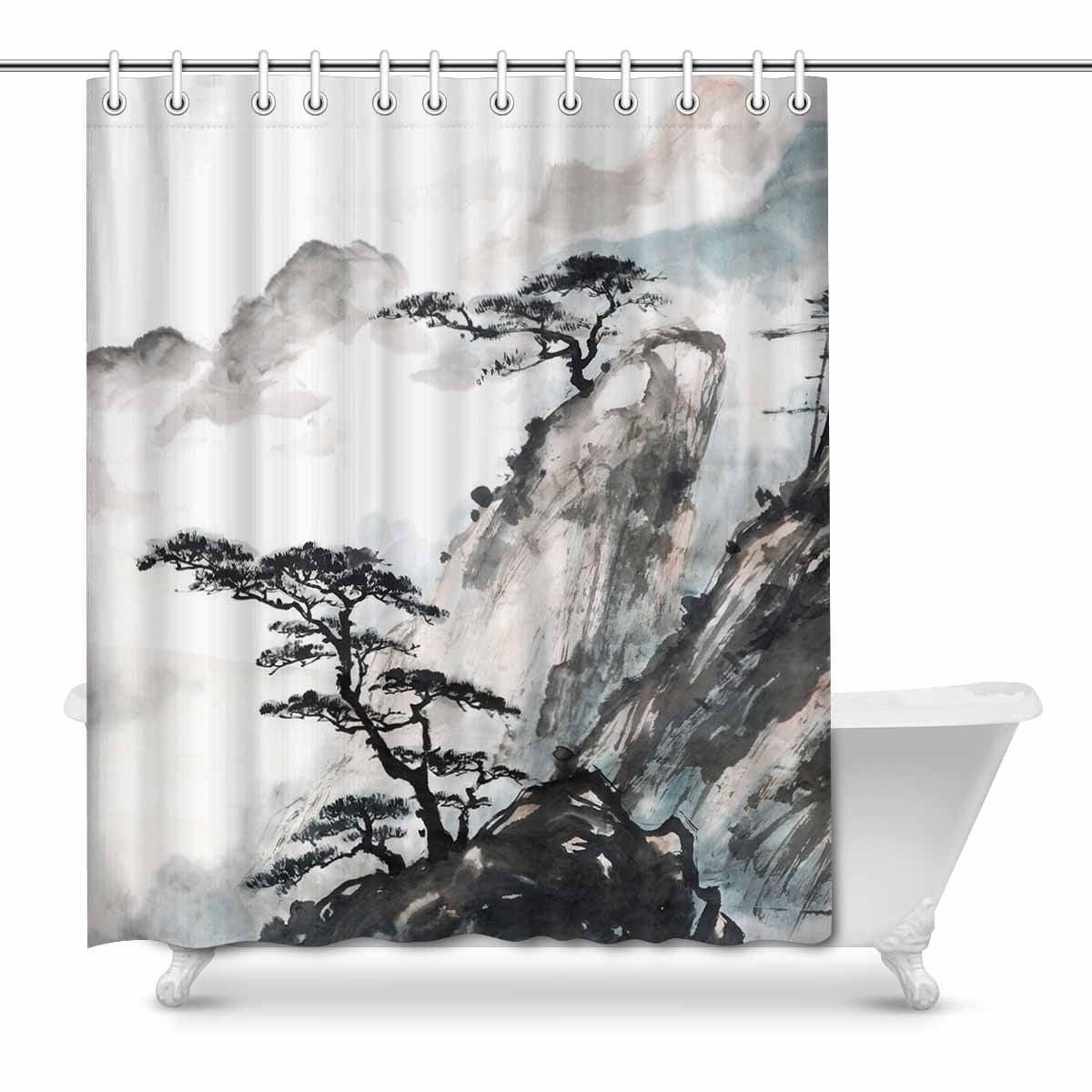 Mkhert Oriental Chinese Traditional Mountain Landscape Ink