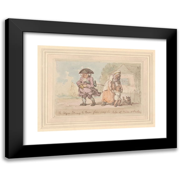Thomas Rowlandson 14x11 Black Modern Framed Museum Art Print Titled - A Citizen Returning to Town from Seeing His Child (ca. 1780-1825)