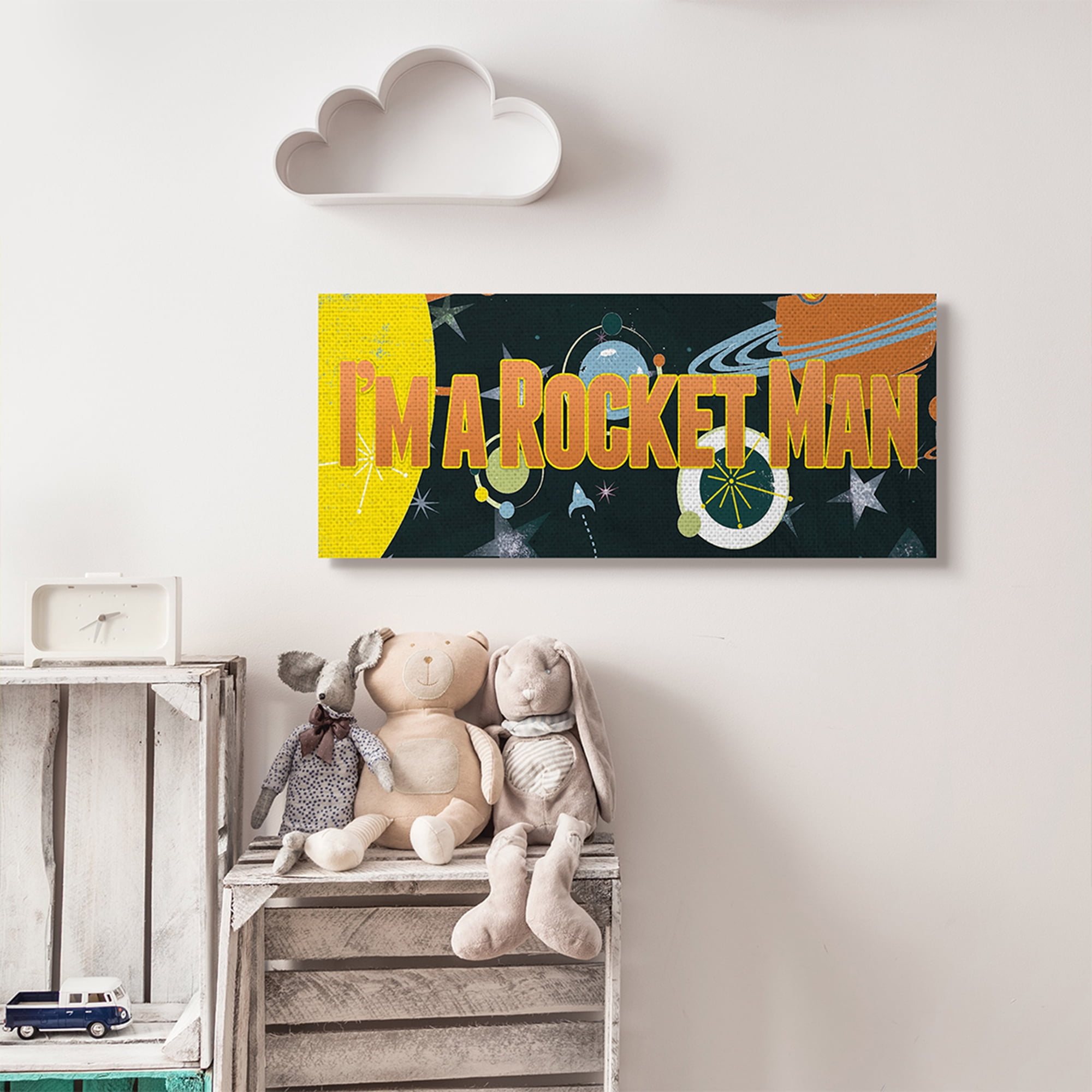 The Kids Room by Stupell I'm A Rocket Man Space Kids Nursery Orange Word Design Canvas Wall Art by The Saturday Evening Post