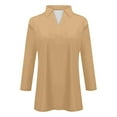 thumbnail image 5 of LIZUOJUNF Womens Dress Shirts Long Sleeve Women's 3/4 Sleeve V-Neck Collared Tops Summer Business Casual Work Shirts 2025 Trendy Loose Fit Basic Tees Summer Casual Tee Tops Womens Summer Tops, 5 of 5
