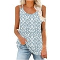 thumbnail image 2 of Goodeals Women Summer Camisole Fashion Tank Tops Crewneck Loose Fit Basic Shirts Going Out Printed Blouses Casual Summer Sleeveless T Shirts for Ladies(Light Blue,XL), 2 of 6
