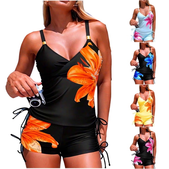 Vetsdori Womens Two Piece Swimwear Bikini Bathing Suits Summer,Trajes De Bano Mujer Camisoles and Bottoms Casual Swimsuits for Ladies