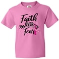 thumbnail image 3 of Inktastic Breast Cancer Awareness Faith Over Fear with Pink Ribbon and Arrow Youth T-Shirt, 3 of 5