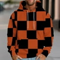 thumbnail image 2 of ZCFZJW Mens Casual Drawstring Hooded Sweatshirts Fashion Plaid Print Long Sleeve Warm Pullover Tops Trendy Oversized Baggy Hoodie Outwear Coat with Pocket Orange L, 2 of 5