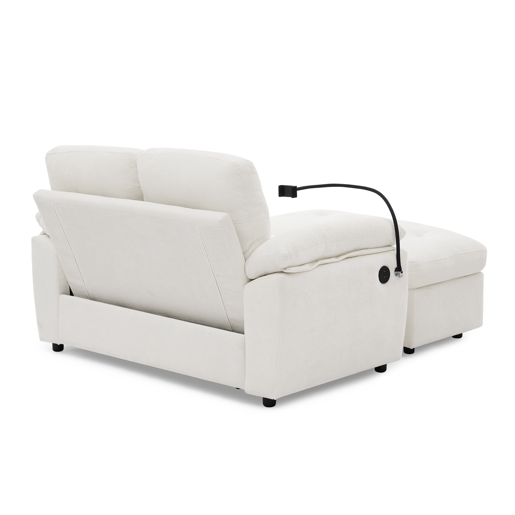 Recliner Loveseat with Adjustable Backrest, Cup Holders, USB Charging Port, Phone Stand and Storage Ottoman