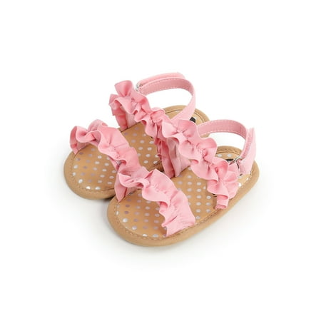 

Woobling Infant Sandals Slippers Elastic Back Strap Slipper Indoor Sandal Non-Slip Open Toe Soft Sole Pink 4C