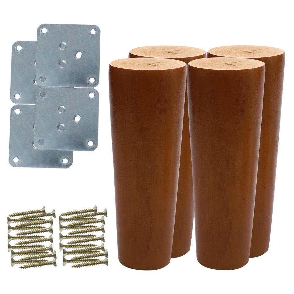 Unique Bargains 6" Round Solid Wood Furniture Leg Sofa Foot Replacement