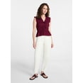 thumbnail image 3 of Time and Tru Women's Textured Tie Front Top, Sizes XS-XXXL, 3 of 6