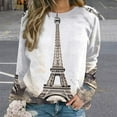 thumbnail image 2 of Eiffel Tower Women's Floral Printed Sweatshirt Long Sleeve Crewneck Casual Loose Vintage Graphic Pullover Tops, 2 of 7