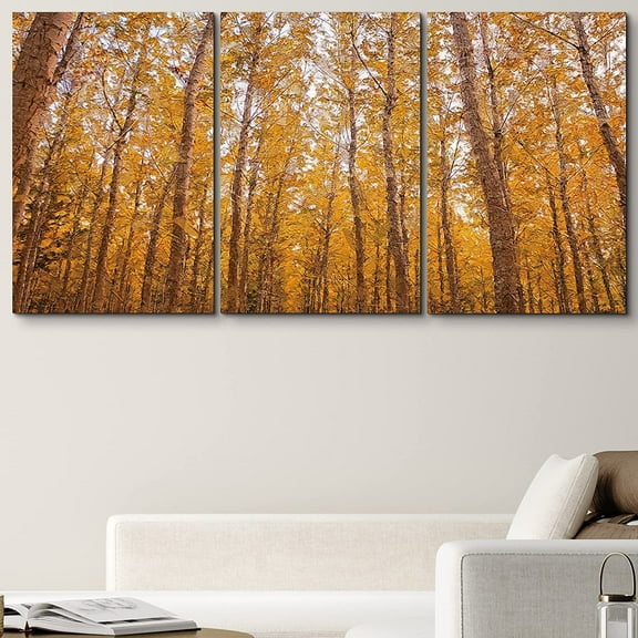 PixonSign Canvas Print Wall Art Cracked Paint Texture Orange Leaf Canopy Nature Wilderness Illustrations Modern Art Rustic Scenic Colorful Ultra for Living Room, Bedroom, Office - 24"x36"x3