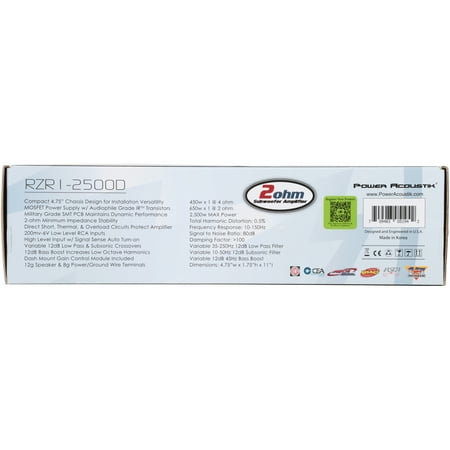 Power Acoustika 2 Ohm 2 500 Watt Max Subwoofer Amplifier 5