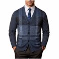 thumbnail image 2 of Samdudou Mens Sweaters Casual V Neck Button Down Plaid Pattern Long Sleeve Knitted Outerwear Classic Ribbed Trim Hem Fall Winter Warm Apparel for Business Work Holiday Gathering, 2 of 8