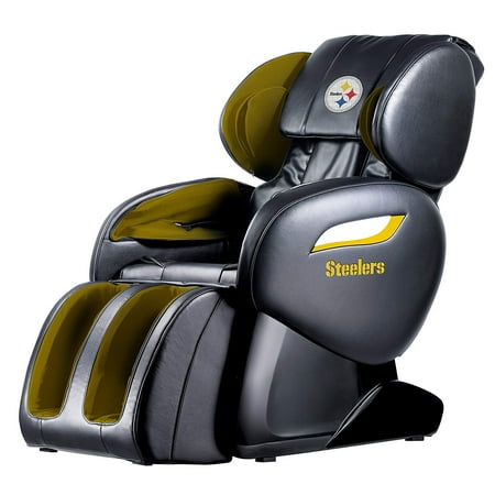 NFL Pittsburgh Steelers Electric Full Body Shiatsu Massage Chair Foot Roller Zero Gravity w/Heat