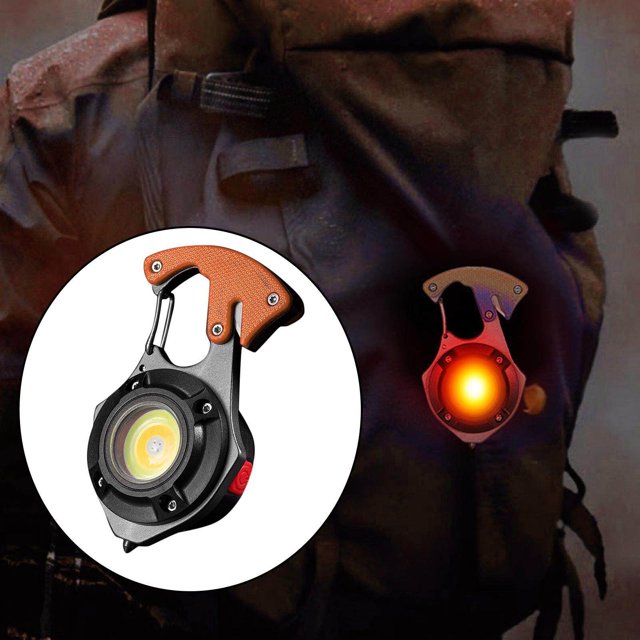 pitrice Portable COB Keychain Flashlight Torch Waterproof for Walking Indoor Fishing orange