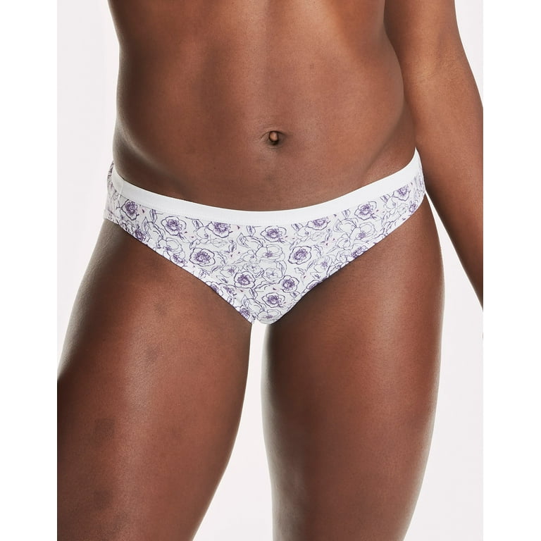 Hanes Ultimate Women's Breathable Hi-Cut Underwear, 6-Pack Sugar Flower  Pink/White/Concrete Heather/Black/Purple Vista Heather/Purple Floral Print 9