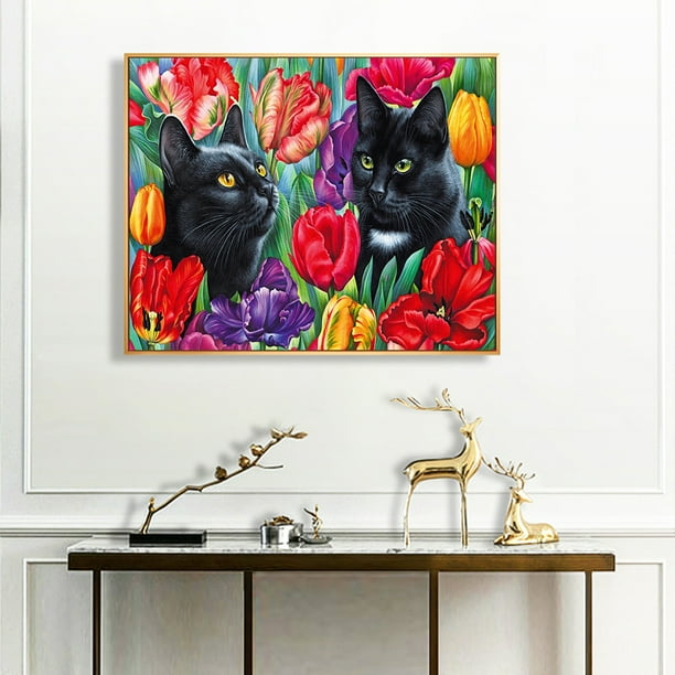 Kit de pintura por números para adultos, diseño de gato, con flores vibrantes en rosa, ideal para principiantes, ideal como regalo de cumpleaños o inauguración de la casa para niños y adolescentes Kit de pintura por números para adultos, diseño de gato, con flores vibrantes en rosa, ideal para principiantes, ideal como regalo de cumpleaños o inauguración de la casa para niños y adolescentes
