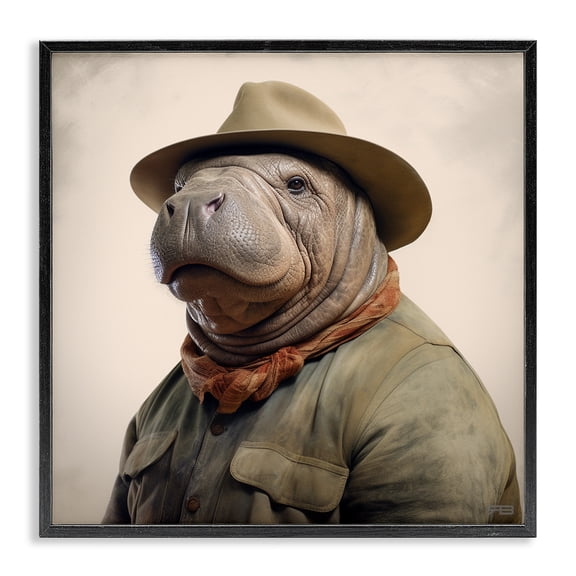 Stupell Industries Eclectic Southwestern Rodeo Manatee Black Framed Giclee Art, 12 x 12, by RB