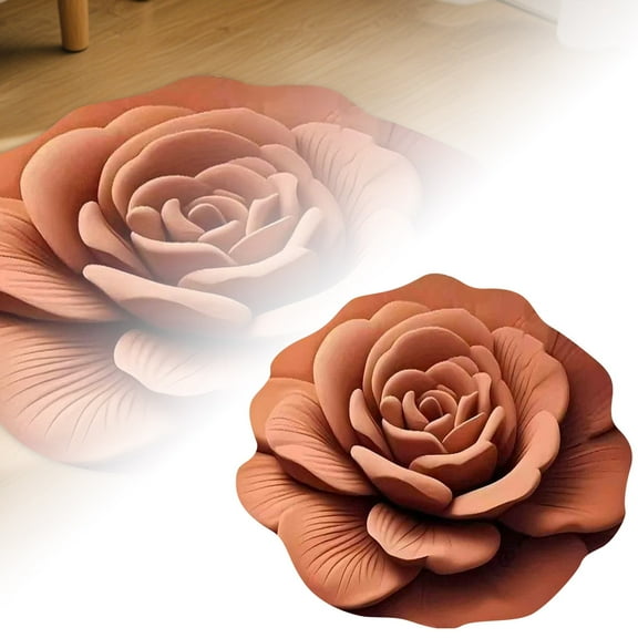 3D Floral Diatomaceous Earth Floor Mat - Ultra Absorbent Bath Rug with Plush Backing, Non- Flower Design for Bathroom, Kitchen & Bedroom - Quick Dry Waterproof Carpet