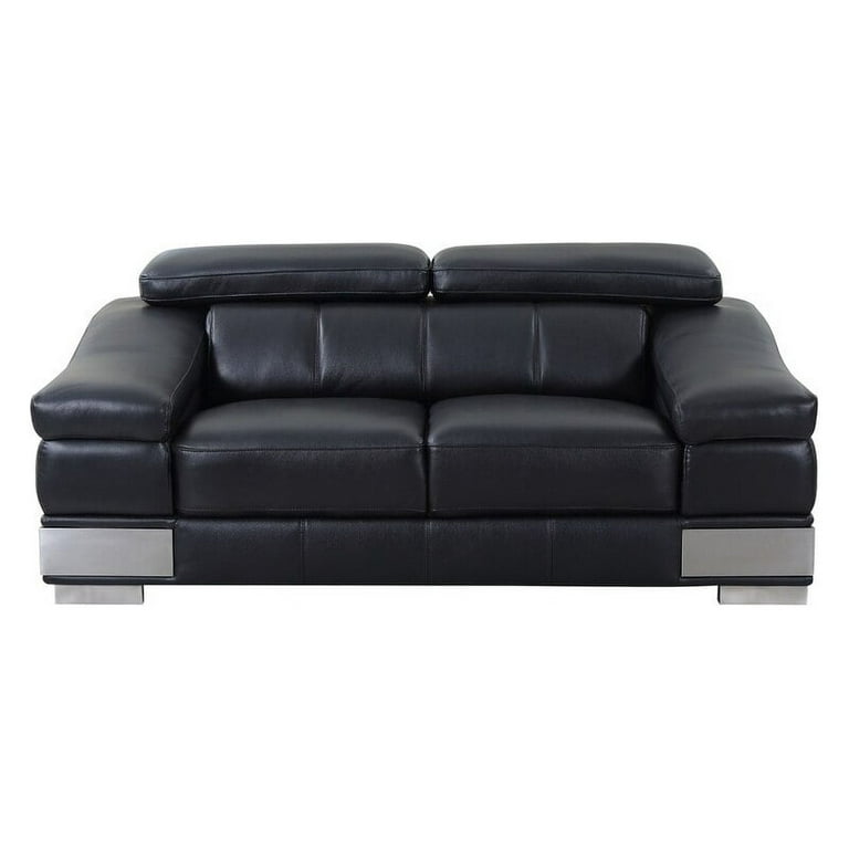 Home Roots 329716 Modern Black Leather Sofa Set for Living Room