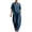 Blue, variant on Women's 2 Piece Denim Outfits V Neck Short Sleeve Top & Wide Leg Pants Casual Summer Daily Set By Yigetop Light Blue XL