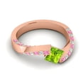 thumbnail image 3 of 1.20 Carat Elegant Natural Diamond Peridot & Pink Sapphire Gemstone Anniversary Ring for Ladies Solid 14K Rose Gold Size 7.5 by Diamond-Capitals, 3 of 8