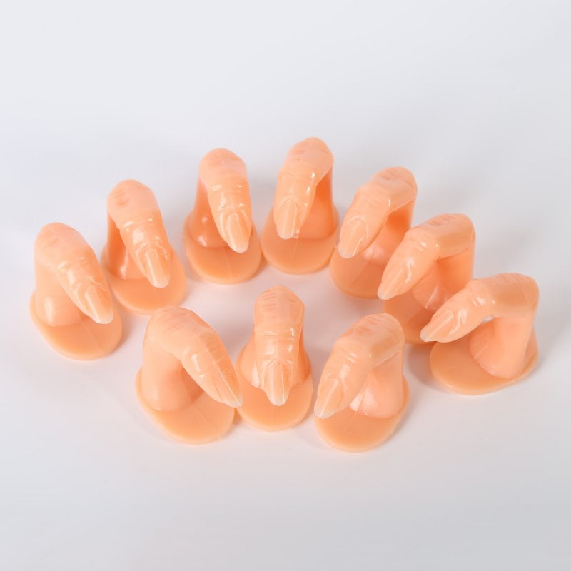 10 Pcs Fake Fingers Nail Practice Display Art Tools Acrylic Gel