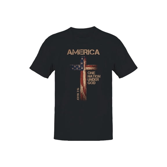 Patriotic Faith Cross Design Men's Black T-shirt